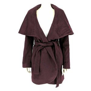 Tahari Merlot Marla Wool Wrap Jacket Coat XS